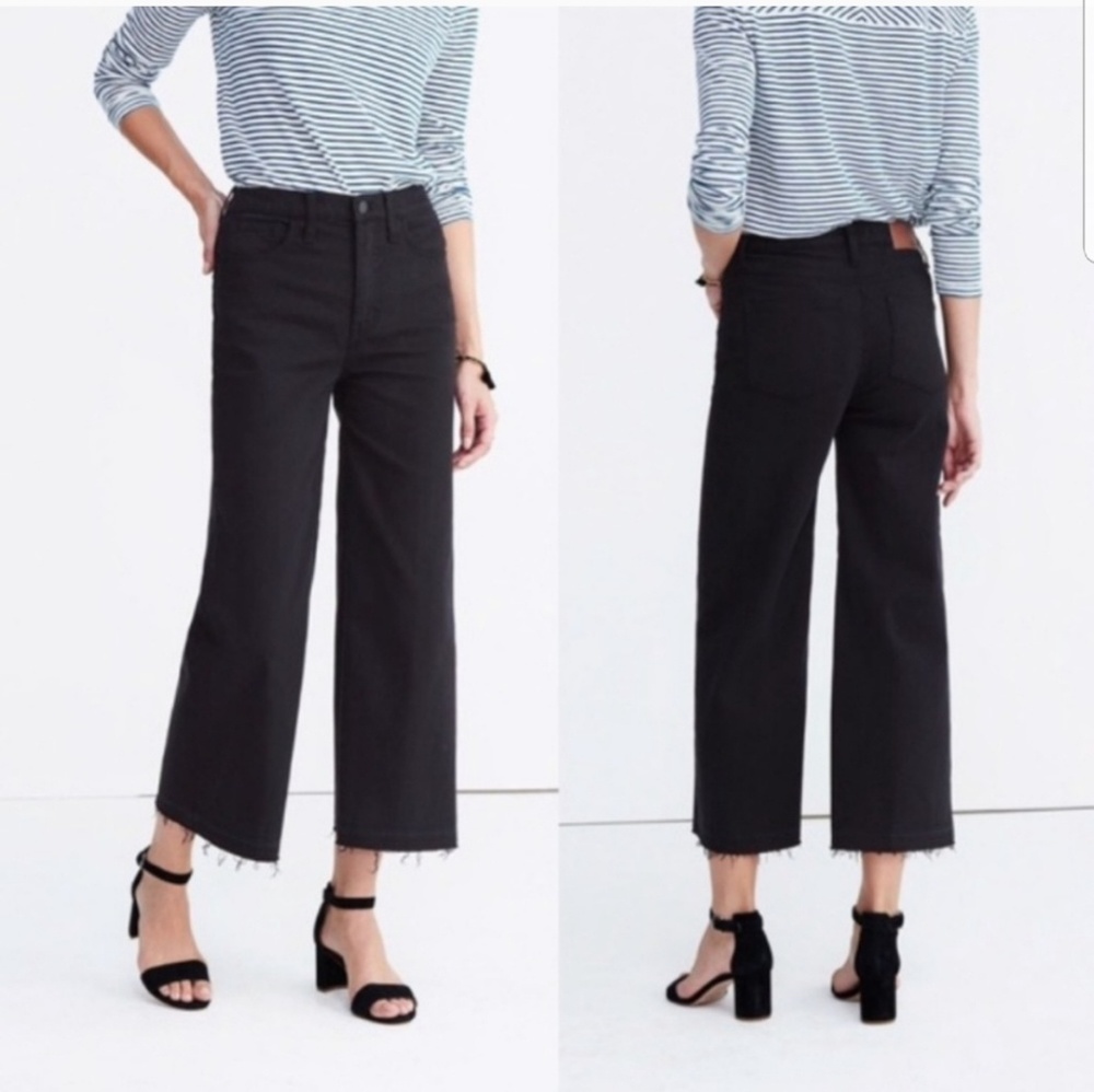 Madewell high waisted wide leg fray hem crop jean